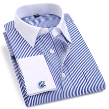 Load image into Gallery viewer, French Cuff Men's Dress Long Sleeve Shirt High Quality Regular Fit Male Social Wedding Party Cufflinks Shirt Plus Size 5XL 6XL