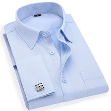 Load image into Gallery viewer, French Cuff Men's Dress Long Sleeve Shirt High Quality Regular Fit Male Social Wedding Party Cufflinks Shirt Plus Size 5XL 6XL