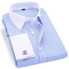 Load image into Gallery viewer, French Cuff Men's Dress Long Sleeve Shirt High Quality Regular Fit Male Social Wedding Party Cufflinks Shirt Plus Size 5XL 6XL