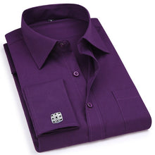Load image into Gallery viewer, French Cuff Men's Dress Long Sleeve Shirt High Quality Regular Fit Male Social Wedding Party Cufflinks Shirt Plus Size 5XL 6XL