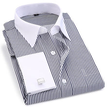 Load image into Gallery viewer, French Cuff Men's Dress Long Sleeve Shirt High Quality Regular Fit Male Social Wedding Party Cufflinks Shirt Plus Size 5XL 6XL
